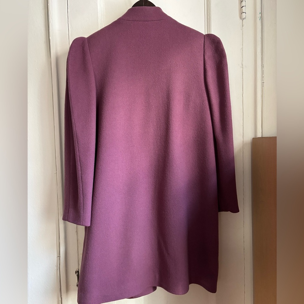 Women's Mauve Pea Coat with Puffed Structured Shoulder - Picture 7 of 14